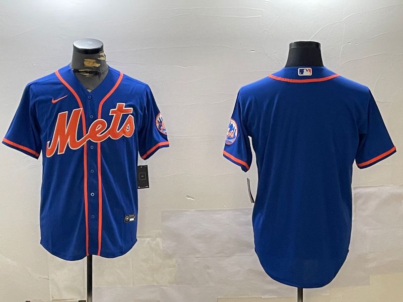 Men New York Mets Blank Blue Game 2024 Nike MLB Jersey style 1